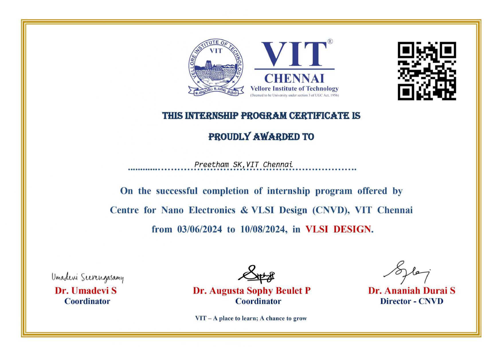 CNVD Internship Certificate